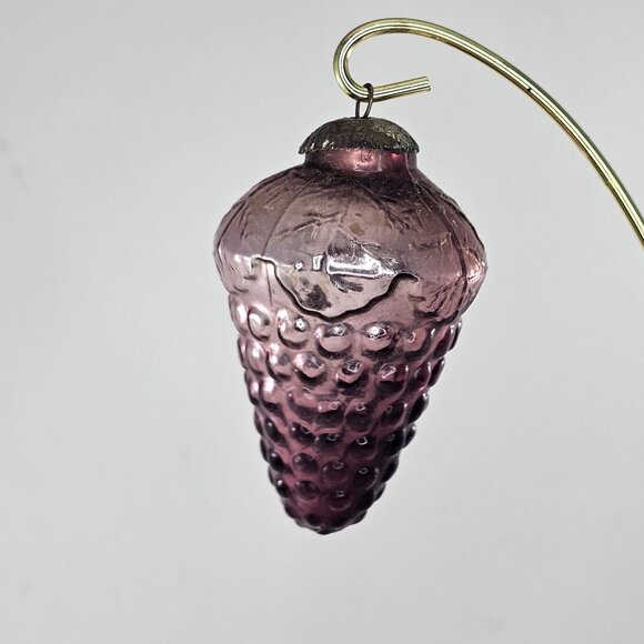 Vintage Kugel Style Grape Cluster Shaped Purple Glass Christmas Ornament - Picture 2 of 8